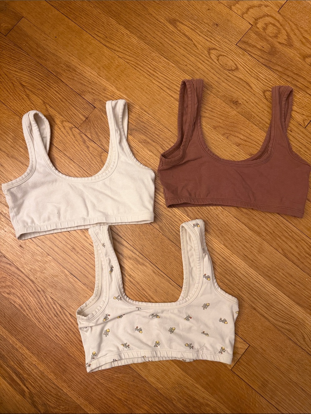 Arq 3-pack Cotton Bras- Bralettes Brown, white, floral
